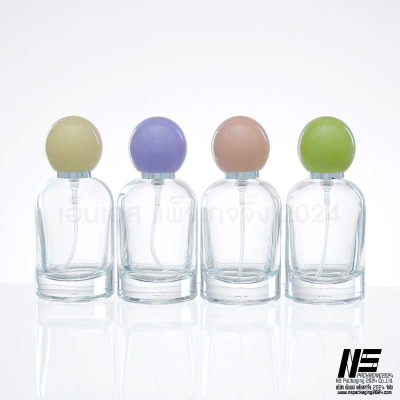ขวดหลุยใส ฝาหัวกลมพาสเทสคละสี 30ML. (1ใบ)