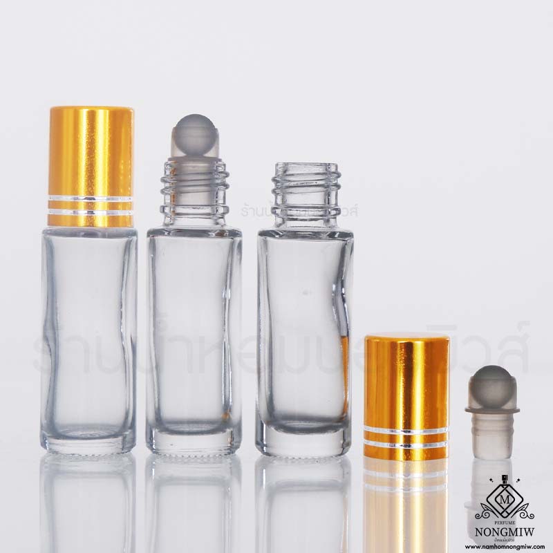 K33-G ขวดลูกกลิ้งใส 4ml ฝาทอง มีขีด (โหล) (คลิกที่รูปเพื่อดูราคาส่ง)