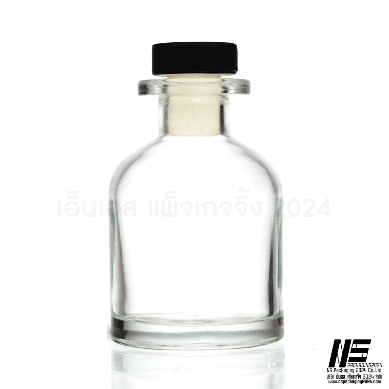 ขวดดิฟฟิวเซอร์ใสทรงแจกัน ฝาดำ 90ML. (1ใบ)
