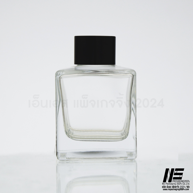 ขวดดิฟฟิวเซอร์ใสทรงเหลี่ยม ฝาดำ 100ML. (1ใบ)