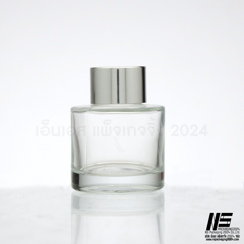 ขวดดิฟฟิวเซอร์ใสทรงกลม ฝาเงิน 55ML. (1ใบ)