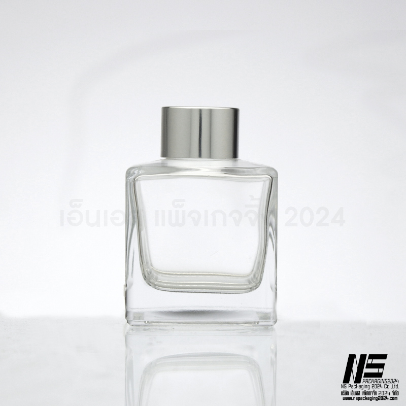 ขวดดิฟฟิวเซอร์ใสทรงเหลี่ยม ฝาเงิน 40ML. (1ใบ)