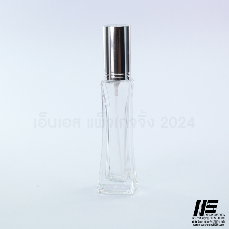 ขวดหอคอยใส ฝามิเนียมเงิน 30ML (12ใบ)