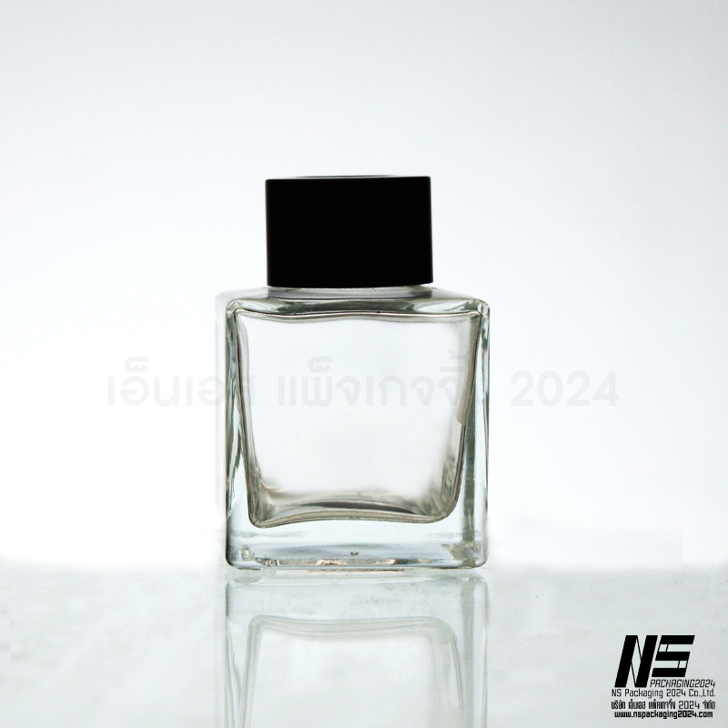 ขวดดิฟฟิวเซอร์ใสทรงเหลี่ยม ฝาดำ 40ML. (1ใบ)