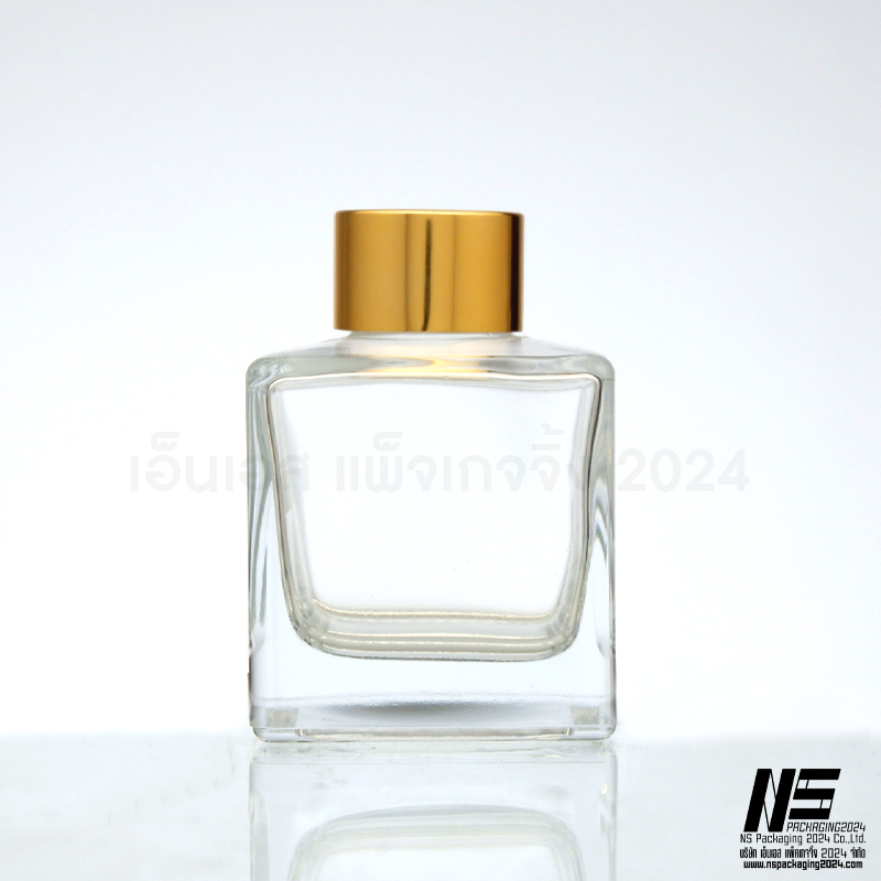 ขวดดิฟฟิวเซอร์ใสทรงเหลี่ยม ฝาทอง 40ML. (1ใบ)