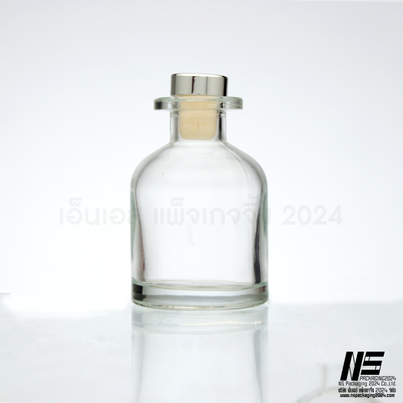 ขวดดิฟฟิวเซอร์ใสทรงแจกัน ฝาเงิน 55ML. (120ใบ)