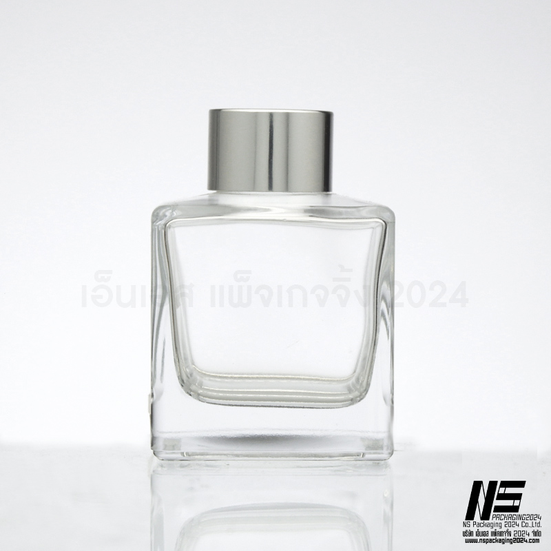 ขวดดิฟฟิวเซอร์ใสทรงเหลี่ยม ฝาเงิน 100ML. (1ใบ)