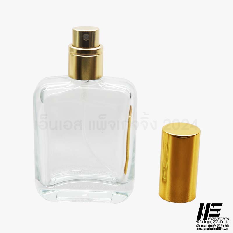 ขวดสี่เหลี่ยมมน ฝาทอง 35ML. (1ใบ)